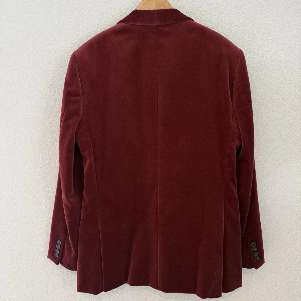 JCrew Mens Ludlow Velvet Blazer Dinner Jacket 42L Slim Burgundy PRISTINE